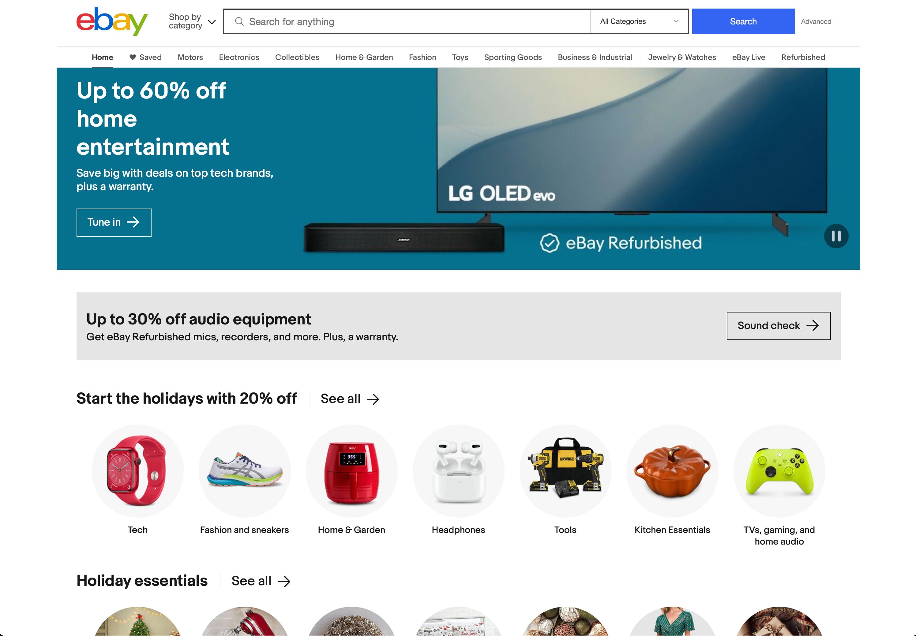 Screen shot of eBay website home page