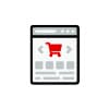 Icon showing e-commerce website with coding