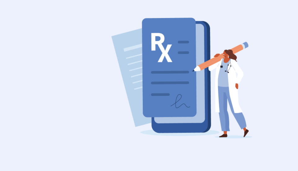 vector graphic of a doctor writing on a prescription pad