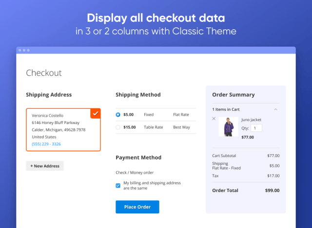 Sample one page checkout with this Magento 2 extension